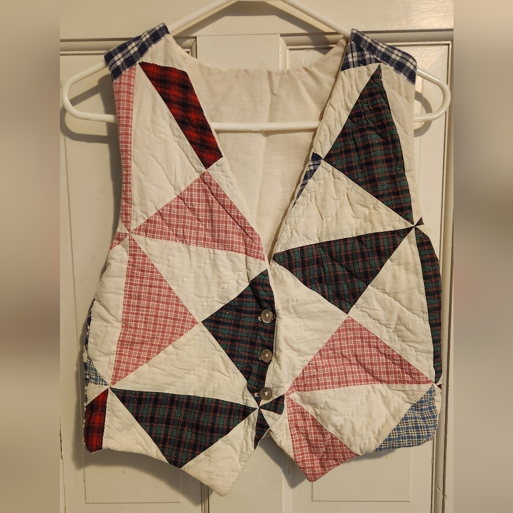 Quilted Patchwork Kids Vest in Red, Green, Blue